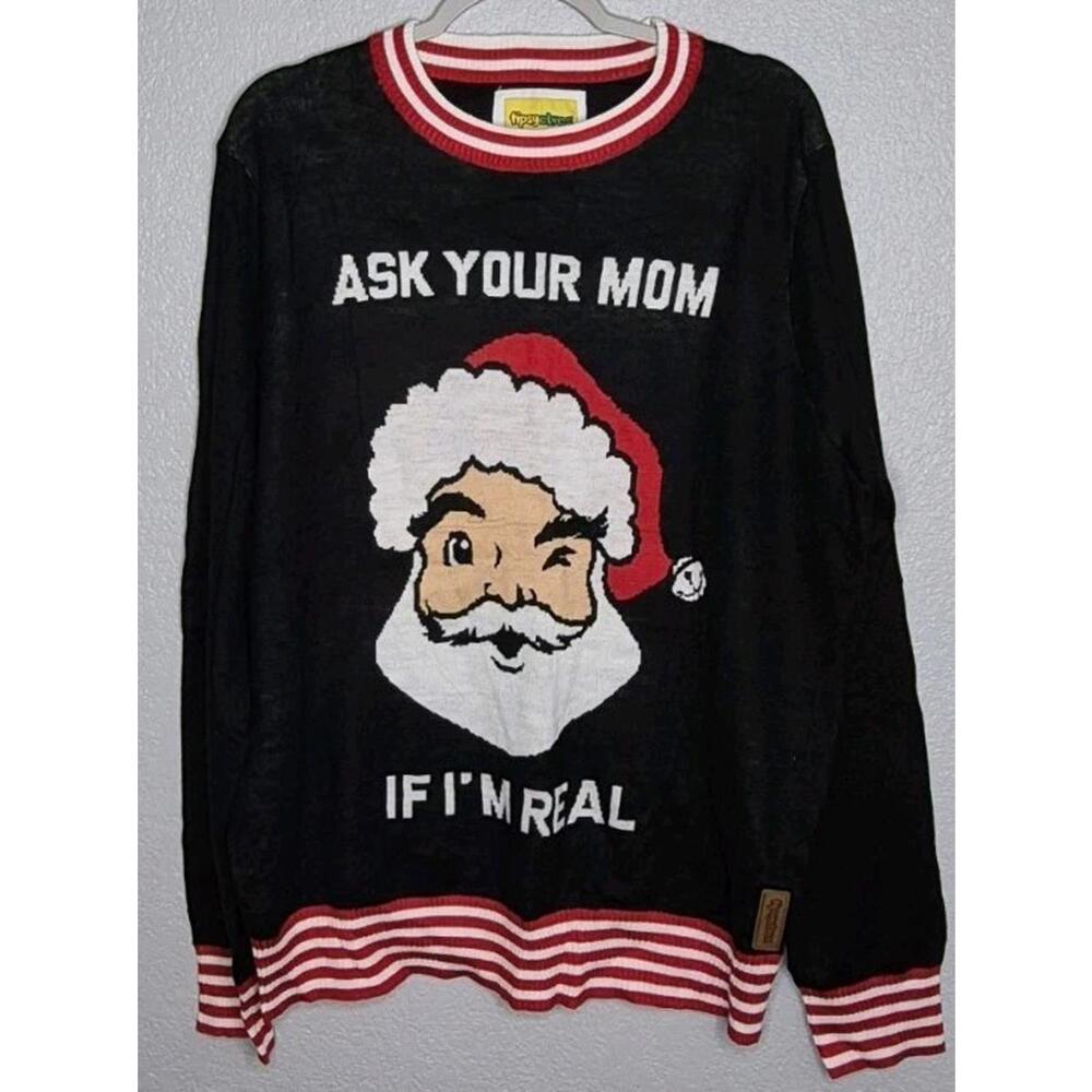 Tipsy Elves Santa Claus “Ask Your Mom If I’m Real” Sweater Size XL